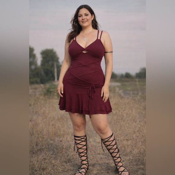 Nomads Hemp Wear Dresses & Skirts - NWT Nomads Hemp Wear Aphrodite Dress Maroon Sustainable Boho XL Fairycore